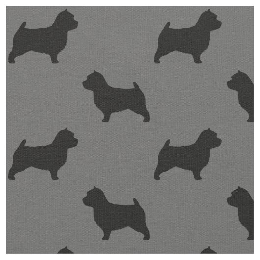 Norwich Terrier Hondenras Silhouettes Patterned Stof (Close Up)