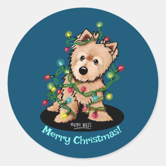 Norwich Terrier-Kerst sticker (Voorkant)