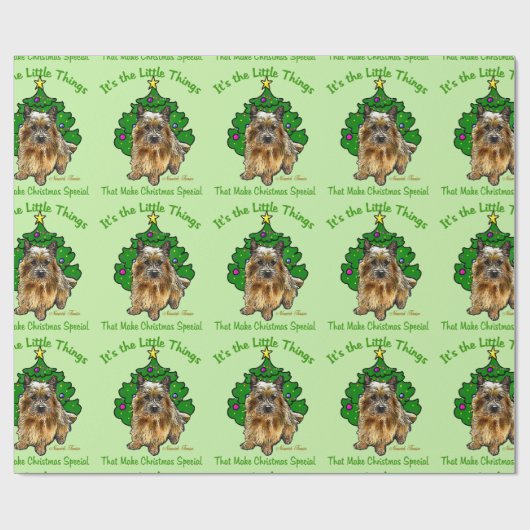 Norwich Terrier Kerstmis Cadeaupapier (Vlak)
