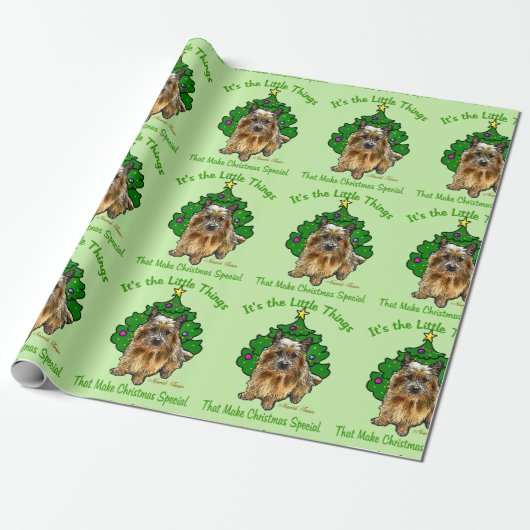 Norwich Terrier Kerstmis Cadeaupapier (Uitgerold)