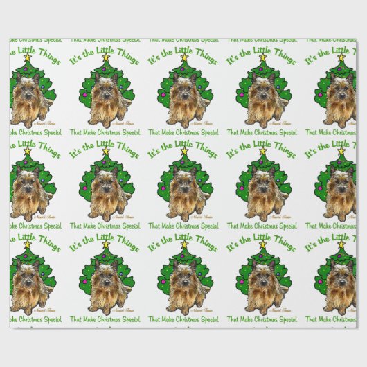 Norwich Terrier Kerstmis Cadeaupapier (Vlak)