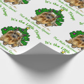Norwich Terrier Kerstmis Cadeaupapier (Hoek)