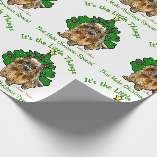 Norwich Terrier Kerstmis Cadeaupapier (Hoek)