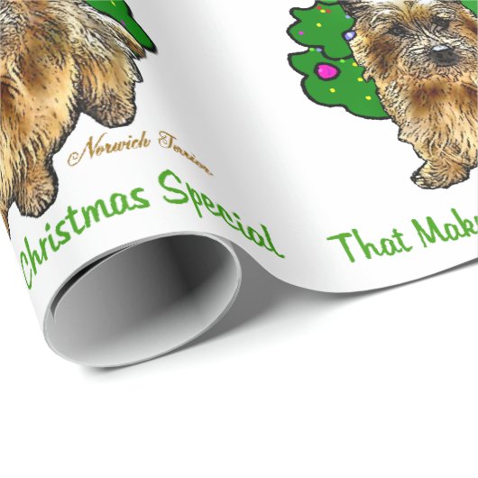 Norwich Terrier Kerstmis Cadeaupapier (Rol Hoek)