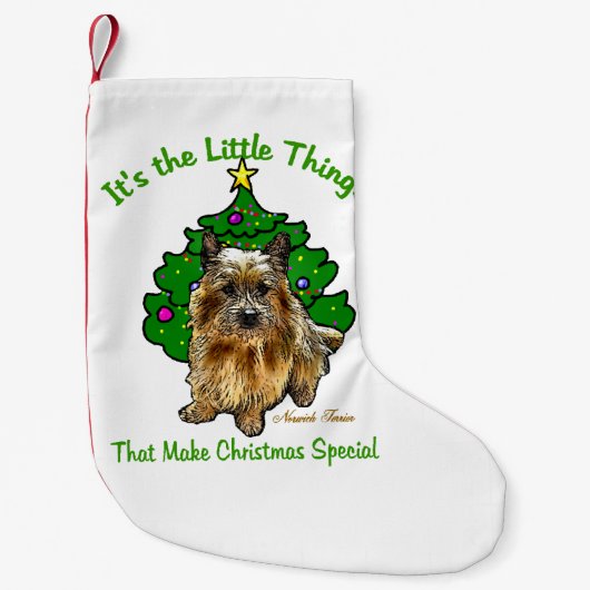 Norwich Terrier Kerstmis Kleine Kerstsok (Voorkant)