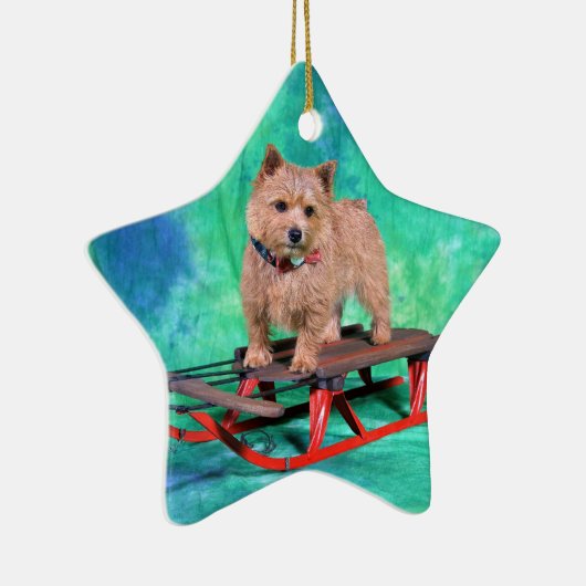 Norwich Terrier Kerstversier Keramisch Ornament (Rechts)