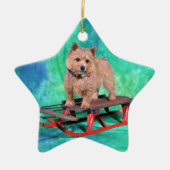 Norwich Terrier Kerstversier Keramisch Ornament (Voorkant)