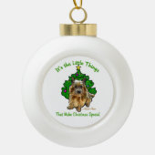 Norwich Terrier Lovers Kerstmis Keramische Bal Ornament (Voorkant)