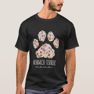 Norwich Terrier Mama Floral Paw Dog mama T-shirt