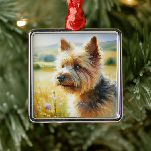 Norwich Terrier Metalen Ornament (Boom)