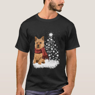 Norwich Terrier op sneeuw kerstboom verlichting SC T-shirt