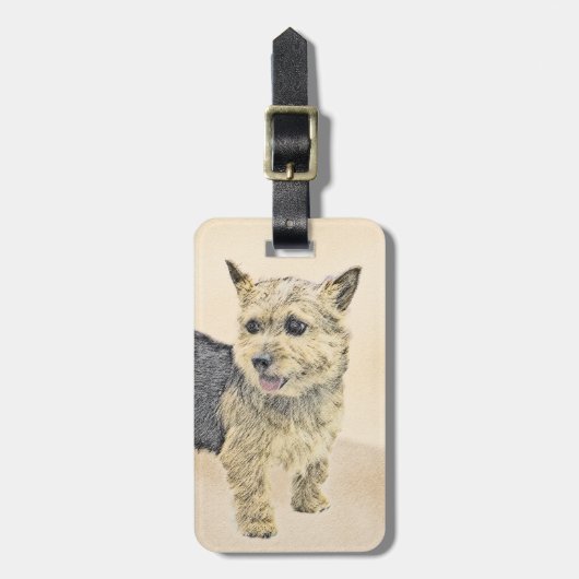Norwich Terrier Painting - Cute Original Dog Art Bagagelabel (Voorkant verticaal)