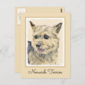 Norwich Terrier Painting - Cute Original Dog Art Briefkaart (Voorkant / Achterkant)