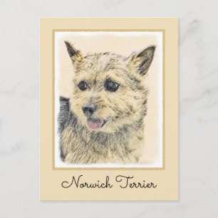 Norwich Terrier Painting - Cute Original Dog Art Briefkaart
