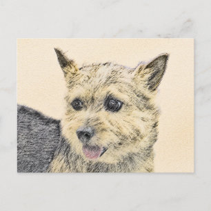 Norwich Terrier Painting - Cute Original Dog Art Briefkaart