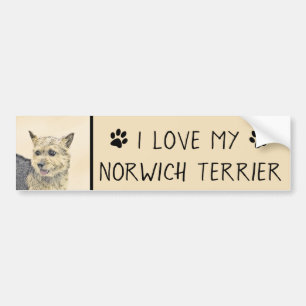 Norwich Terrier Painting - Cute Original Dog Art Bumpersticker