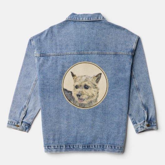 Norwich Terrier Painting - Cute Original Dog Art Denim Jacket (Achterkant)
