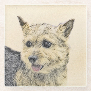 Norwich Terrier Painting - Cute Original Dog Art Glazen Onderzetter