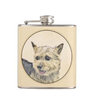 Norwich Terrier Painting - Cute Original Dog Art Heupfles