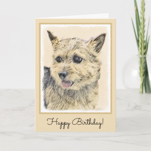 Norwich Terrier Painting - Cute Original Dog Art Kaart (Voorkant)