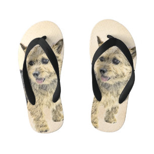Norwich Terrier Painting - Cute Original Dog Art Kinder Teenslippers