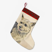 Norwich Terrier Painting - Cute Original Dog Art Kleine Kerstsok (Voorkant (Hangend))