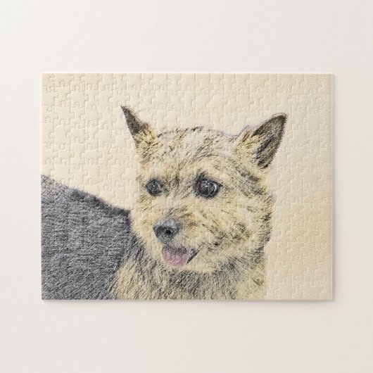 Norwich Terrier Painting - Cute Original Dog Art Legpuzzel (Horizontaal)