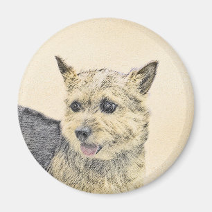 Norwich Terrier Painting - Cute Original Dog Art Magneet