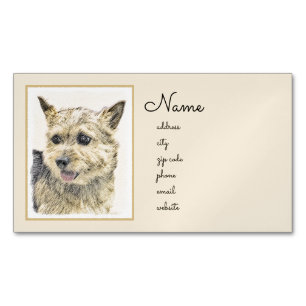 Norwich Terrier Painting - Cute Original Dog Art Magnetisch Visitekaartje