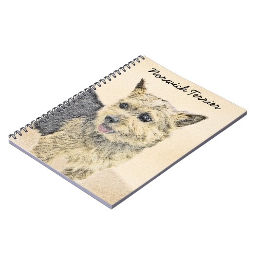 Norwich Terrier Painting - Cute Original Dog Art Notitieboek (Linkerzijde)