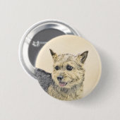 Norwich Terrier Painting - Cute Original Dog Art Ronde Button 5,7 Cm (Voorkant /achterkant)