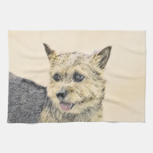 Norwich Terrier Painting - Cute Original Dog Art Theedoek