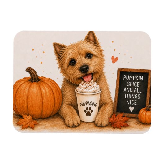 Norwich Terrier Pumpkin Spice Magneet (Horizontaal)
