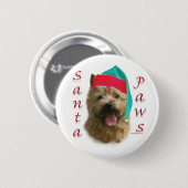 Norwich Terrier Santa Paws Ronde Button 5,7 Cm (Voorkant /achterkant)