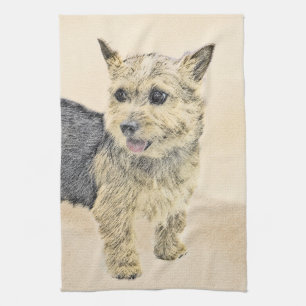 Norwich Terrier Schilderij - Mooie Originele Honde Theedoek