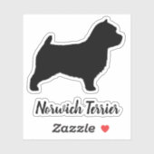 Norwich Terrier Silhouet Hondenras Vinyl Sticker (Vel)