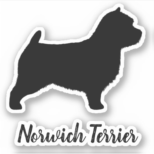 Norwich Terrier Silhouet Hondenras Vinyl Sticker (Voorkant)