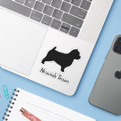 Norwich Terrier Silhouet Hondenras Vinyl Sticker (Laptop met iPhone)