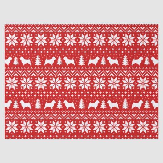 Norwich Terrier Silhouetten kerstpatroon Tissuepapier (Voorkant)