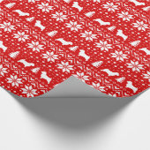 Norwich Terrier Silhouetten Kerstvakantie Rood Cadeaupapier (Hoek)