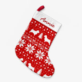 Norwich Terrier Silhouettes Holiday Pattern Cute Kleine Kerstsok (Voorkant (Hangend))