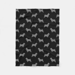 Norwich Terrier Silhouettes Pattern Black and Grey Fleece Deken