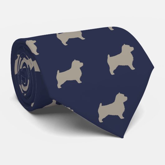 Norwich Terrier Silhouettes Pattern Hondenras Stropdas (Opgerold)