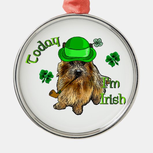 Norwich Terrier St Patricks Metalen Ornament (Voorkant)