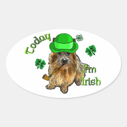 Norwich Terrier St Patricks Ovale Sticker (Voorkant)