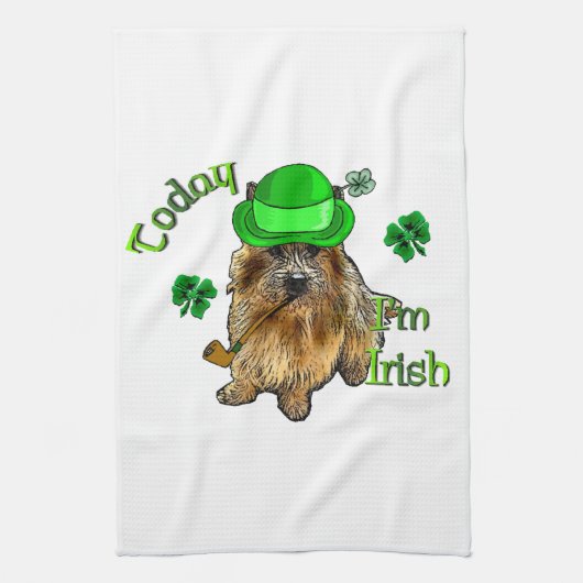Norwich Terrier St Patricks Theedoek (Verticaal)