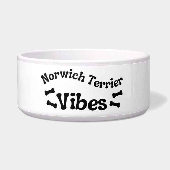 Norwich Terrier Vibes Keramische Dog Bowl Voerbakje (Links)