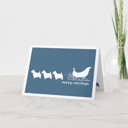 Norwich Terriers trekken aan de slee van de kerstm Feestdagen Kaart (Voorkant)