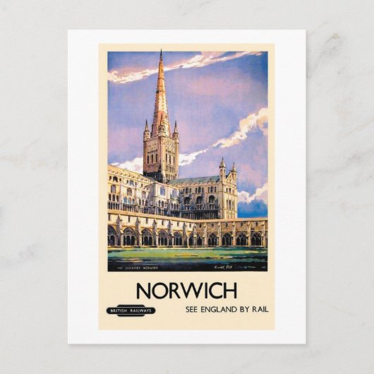 Norwich-trein adverteren poster briefkaart (Voorkant)
