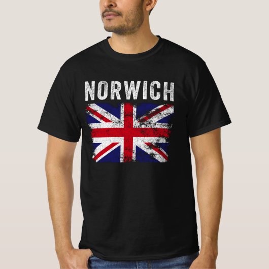 Norwich UK Flag England Souvenir T-shirt (Voorkant)